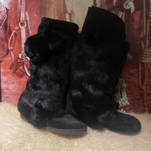 Riverland rabbit fur shearling lined boots